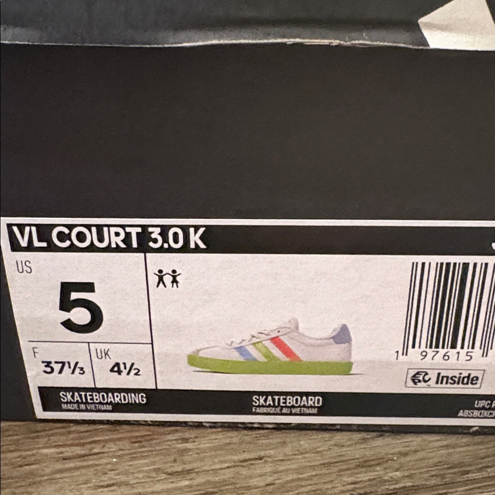 NIB [Adidas] VL Court 3.0 K Skateboard Tennis Shoes Sneakers Neon Youth 5 / W 6 - Picture 13 of 14